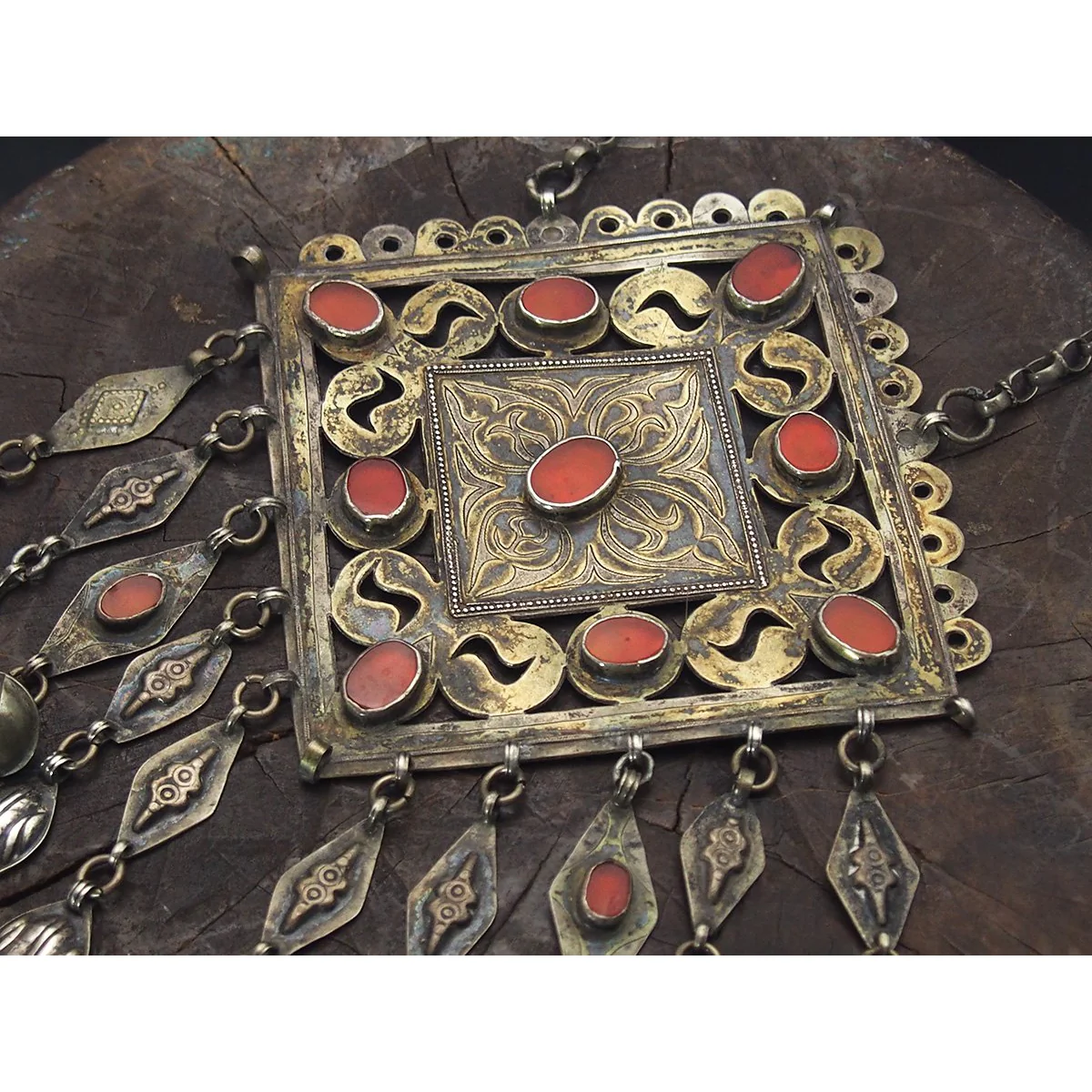 Turkmen Gold and Silver Carnelian Necklace - Image 4