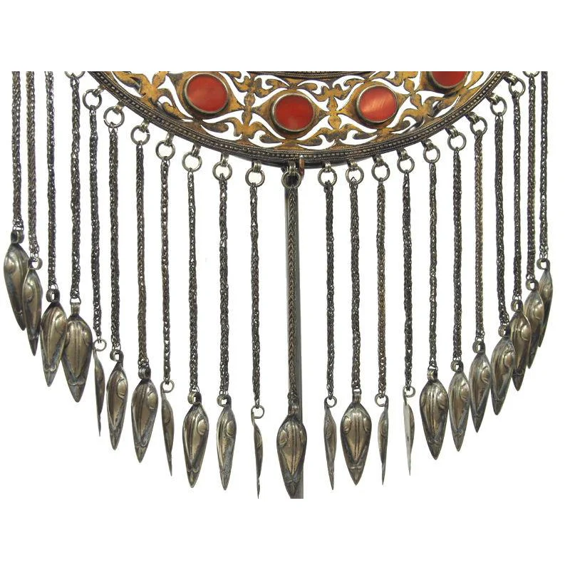 Turkmen Half Moon Shape Torque Necklace Antique Pendant-14 - Image 4