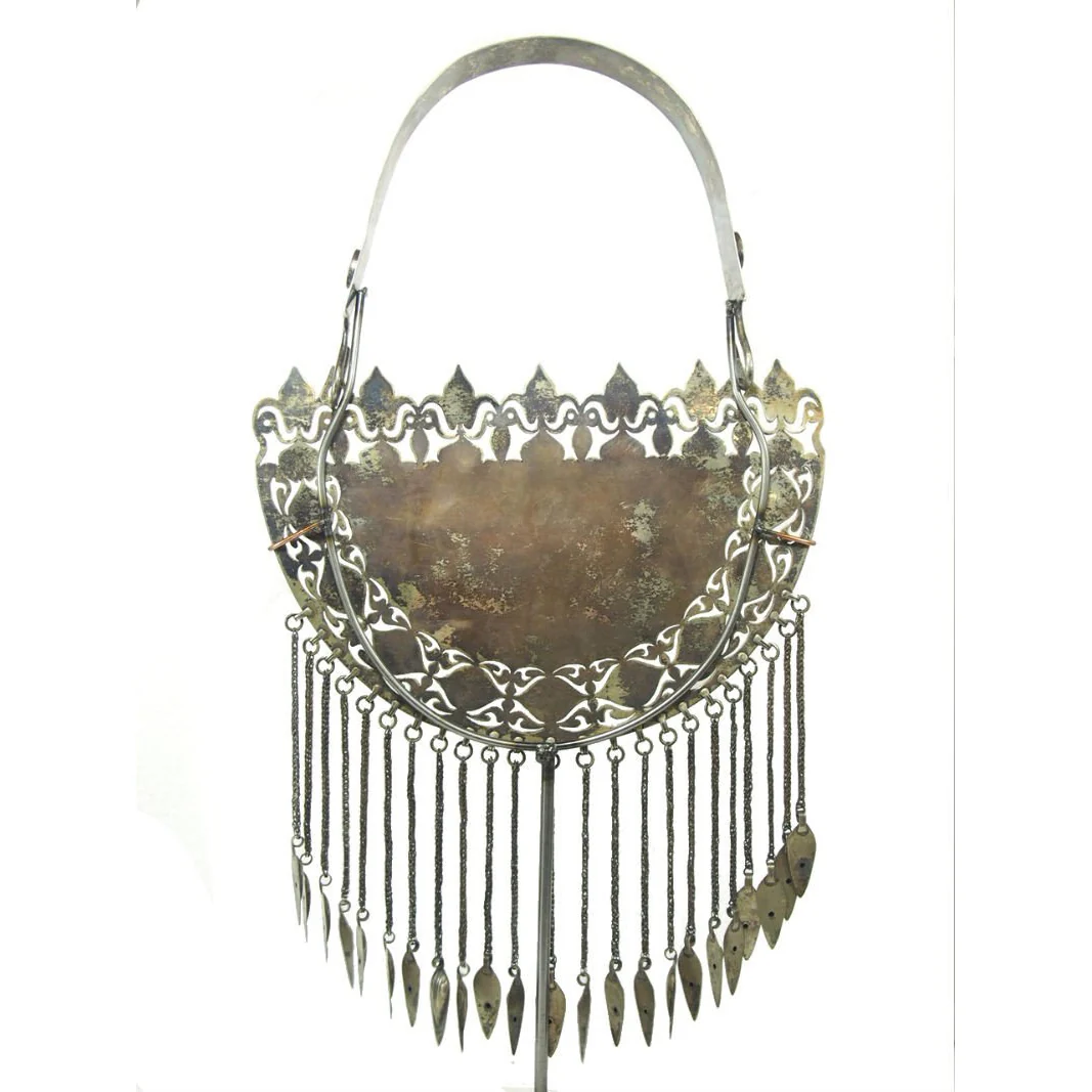 Turkmen Half Moon Shape Torque Necklace Antique Pendant-14 - Image 8
