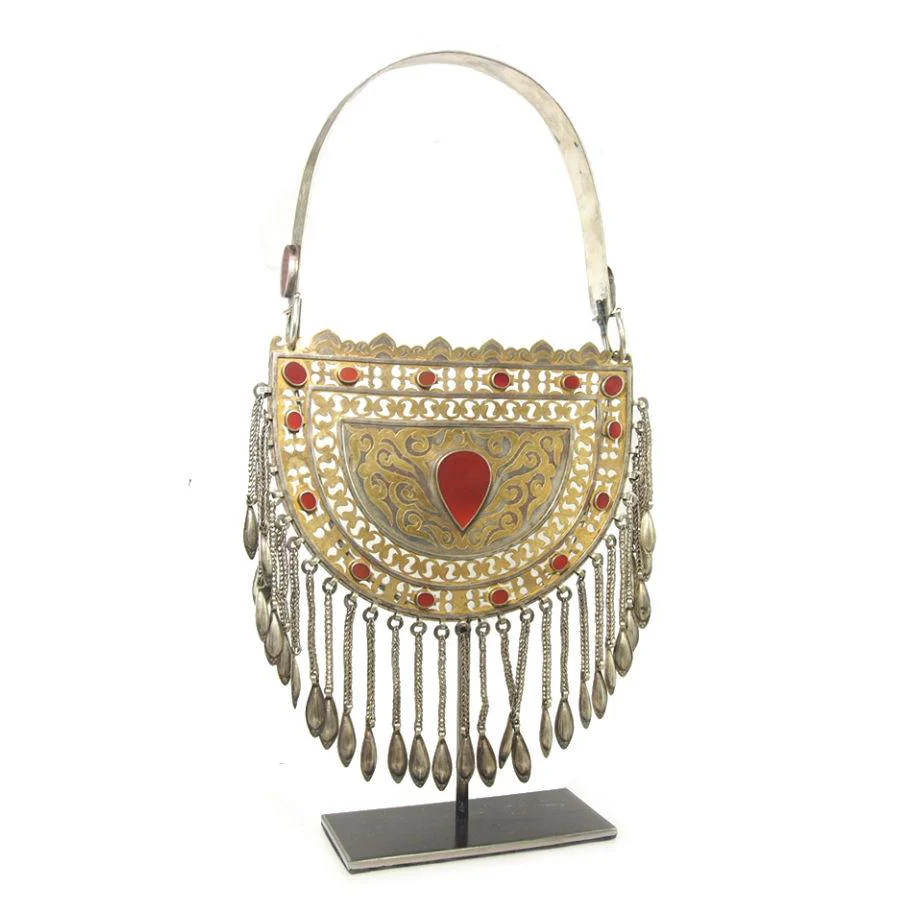Turkmen Half Moon Shape Torque Necklace Pendant - 15 - Image 3