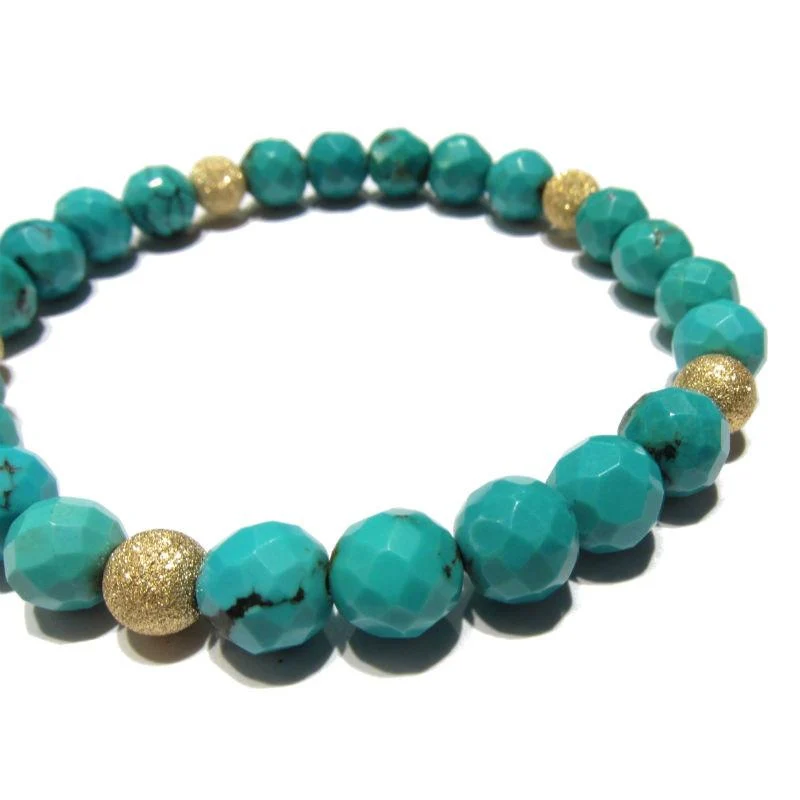Howlite with Gold Filled Stardust Bracelet on Elastic - Image 3