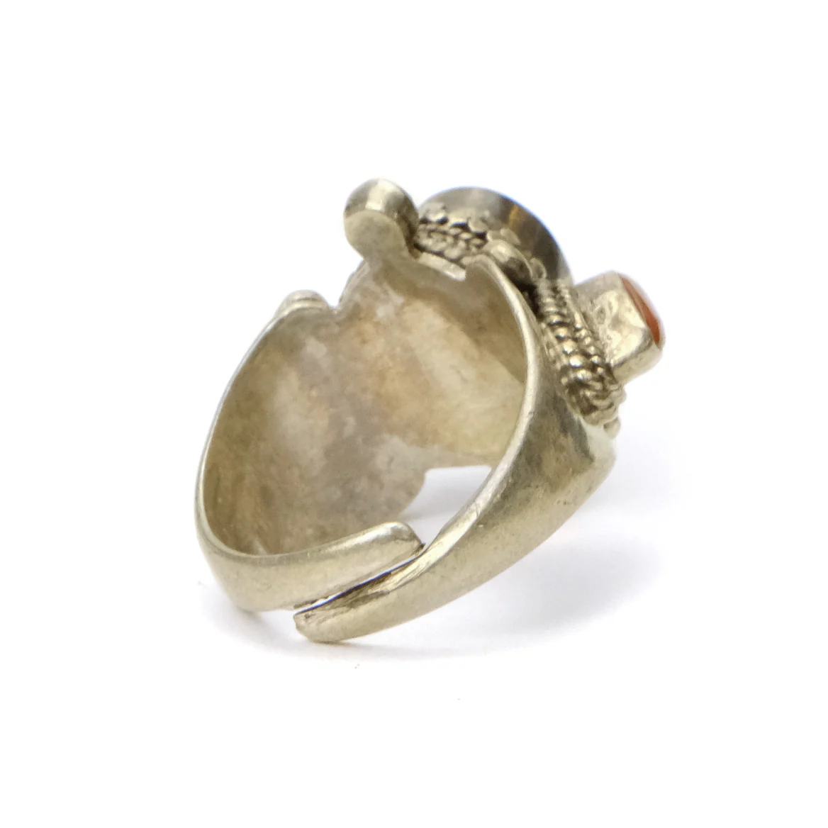 Turquoise and Coral in Sterling Silver Tibetan Style Adjustable Ring - Image 3