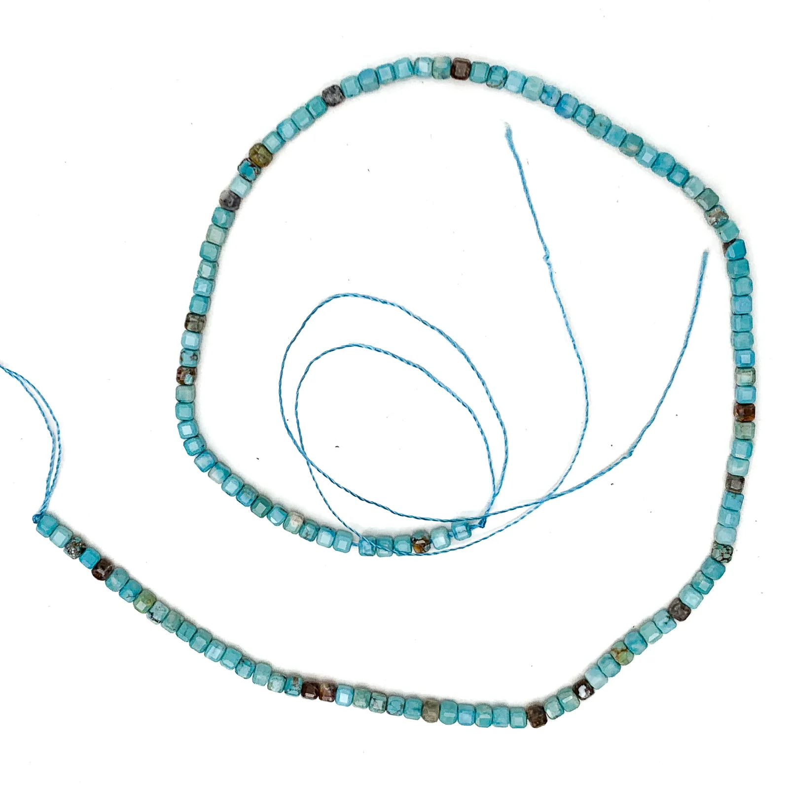 Turquoise Arizona 3mm Faceted Cubes Bead Strand - Image 2
