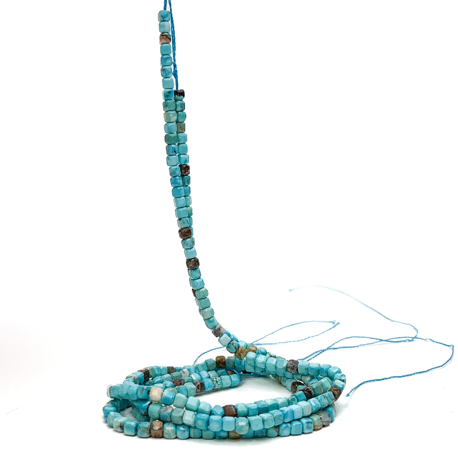 Turquoise Arizona 3mm Faceted Cubes Bead Strand - Image 3