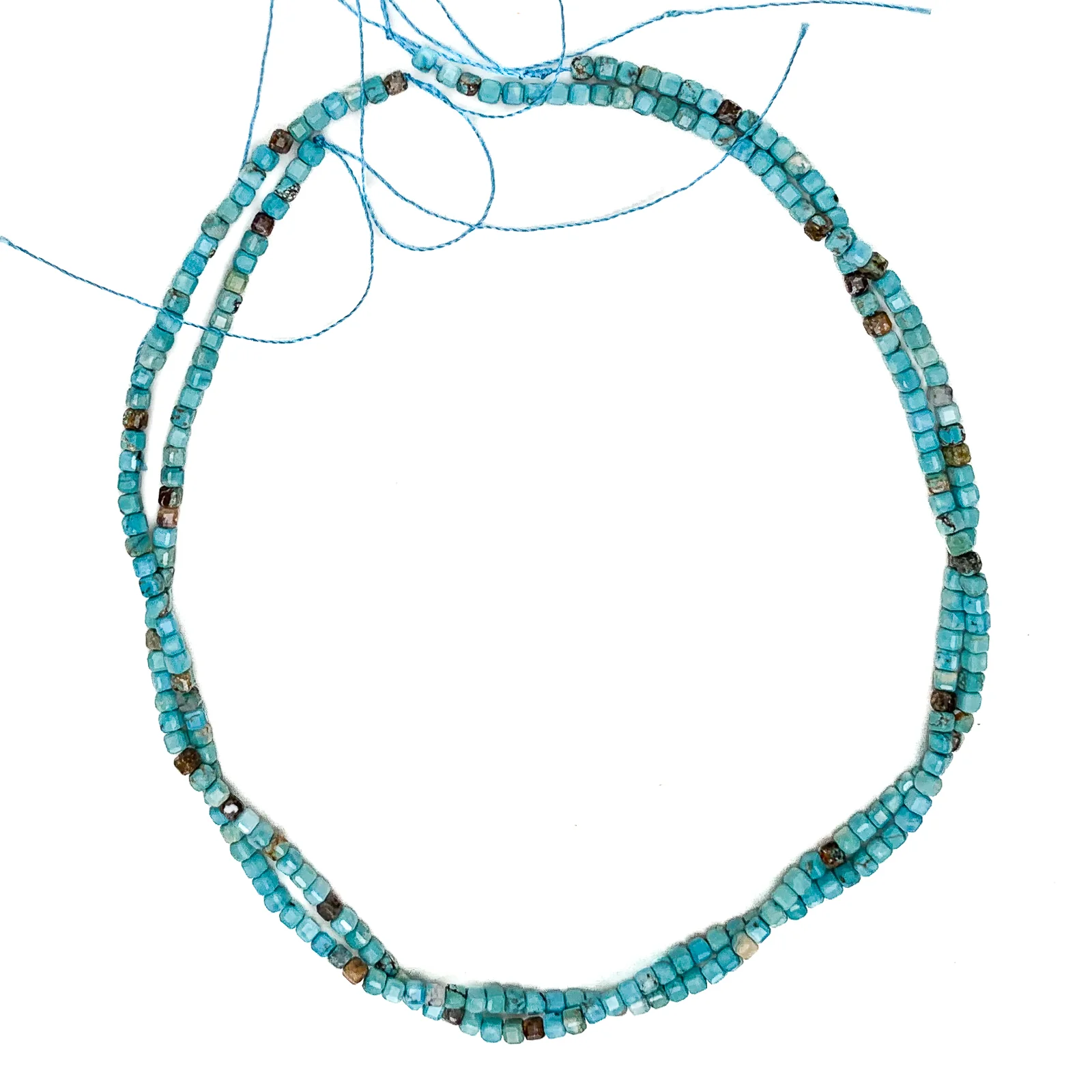 Turquoise Arizona 3mm Faceted Cubes Bead Strand - Image 4