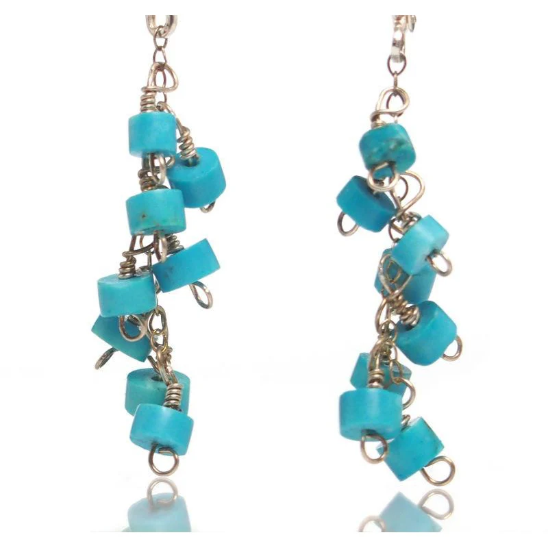 Turquoise Earrings with Sterling Silver Latch Back Ear Wires - Image 2