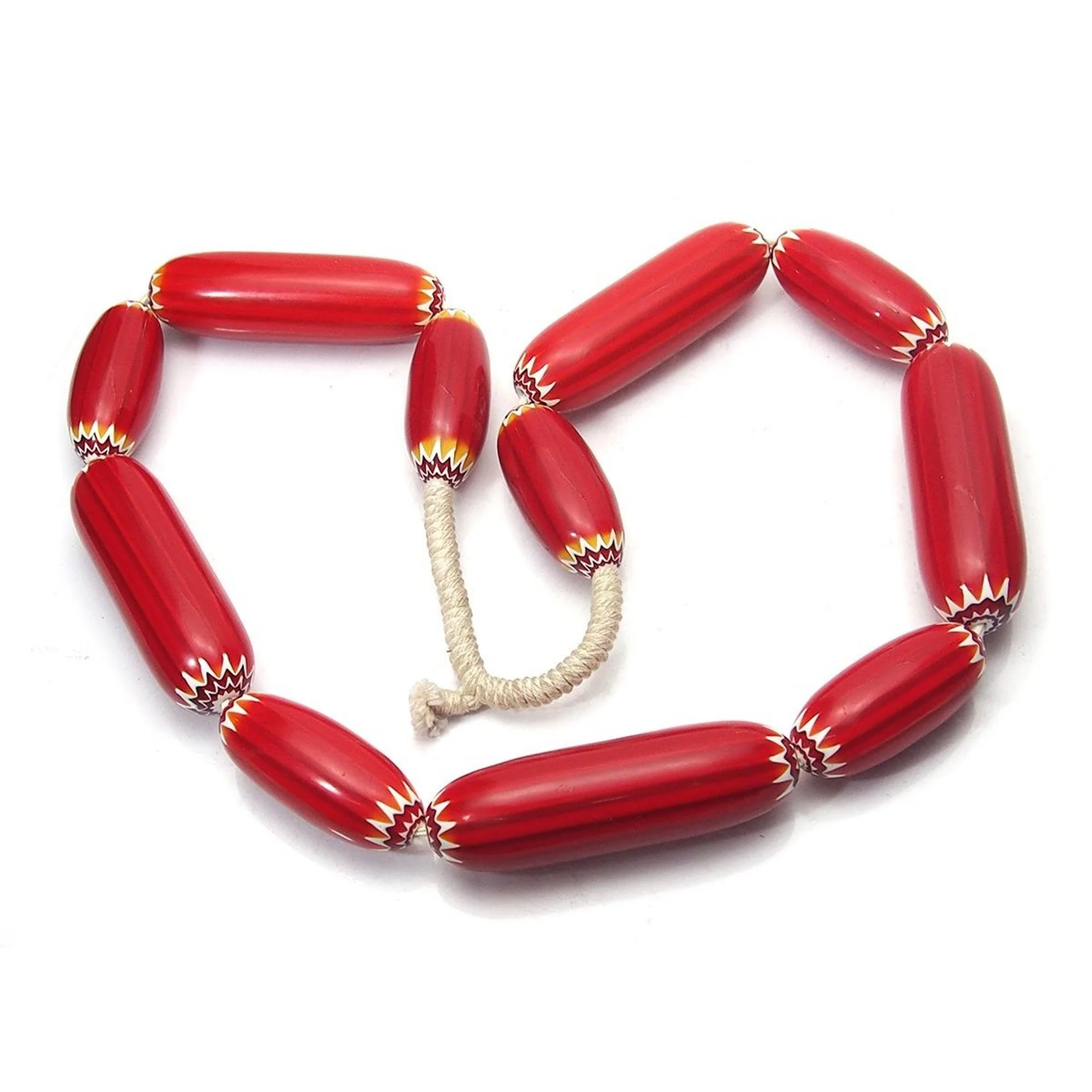 Venetian XL Six Layer Rare Red Chevrons Ca. 1900 in MINT CONDITION Strand / Necklace - Image 2