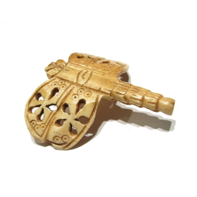 "Victory Dragonfly" Hand Carved Cow Bone Pendant Bead - Image 4