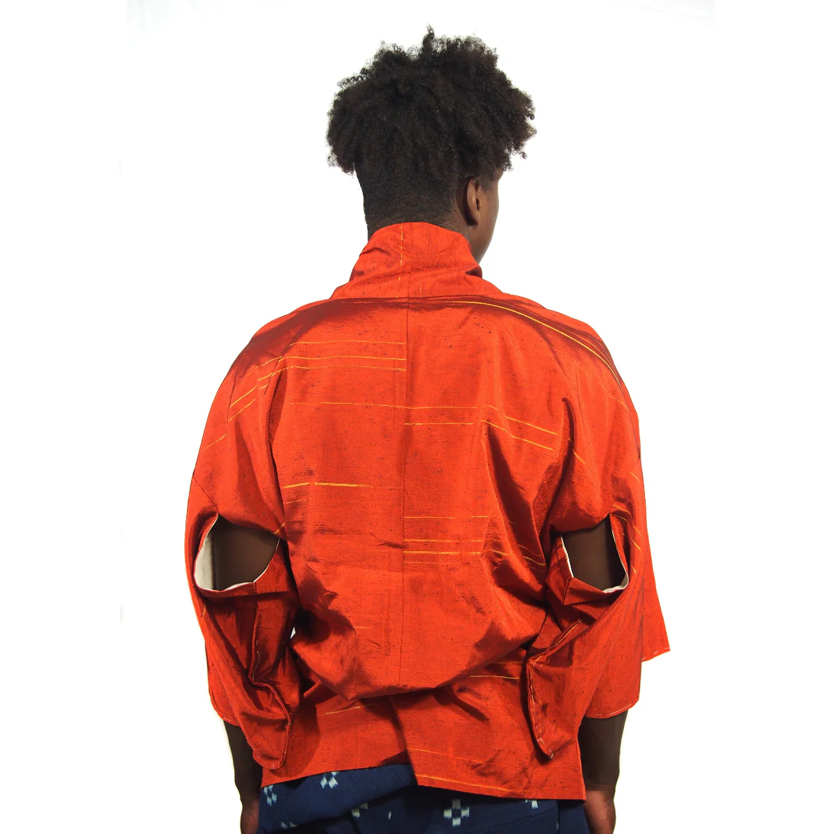 Vintage Brilliant Orange Silk Short  Length Kimono - Image 6