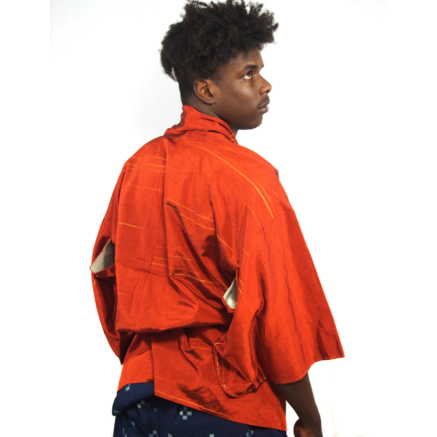 Vintage Brilliant Orange Silk Short  Length Kimono - Image 7