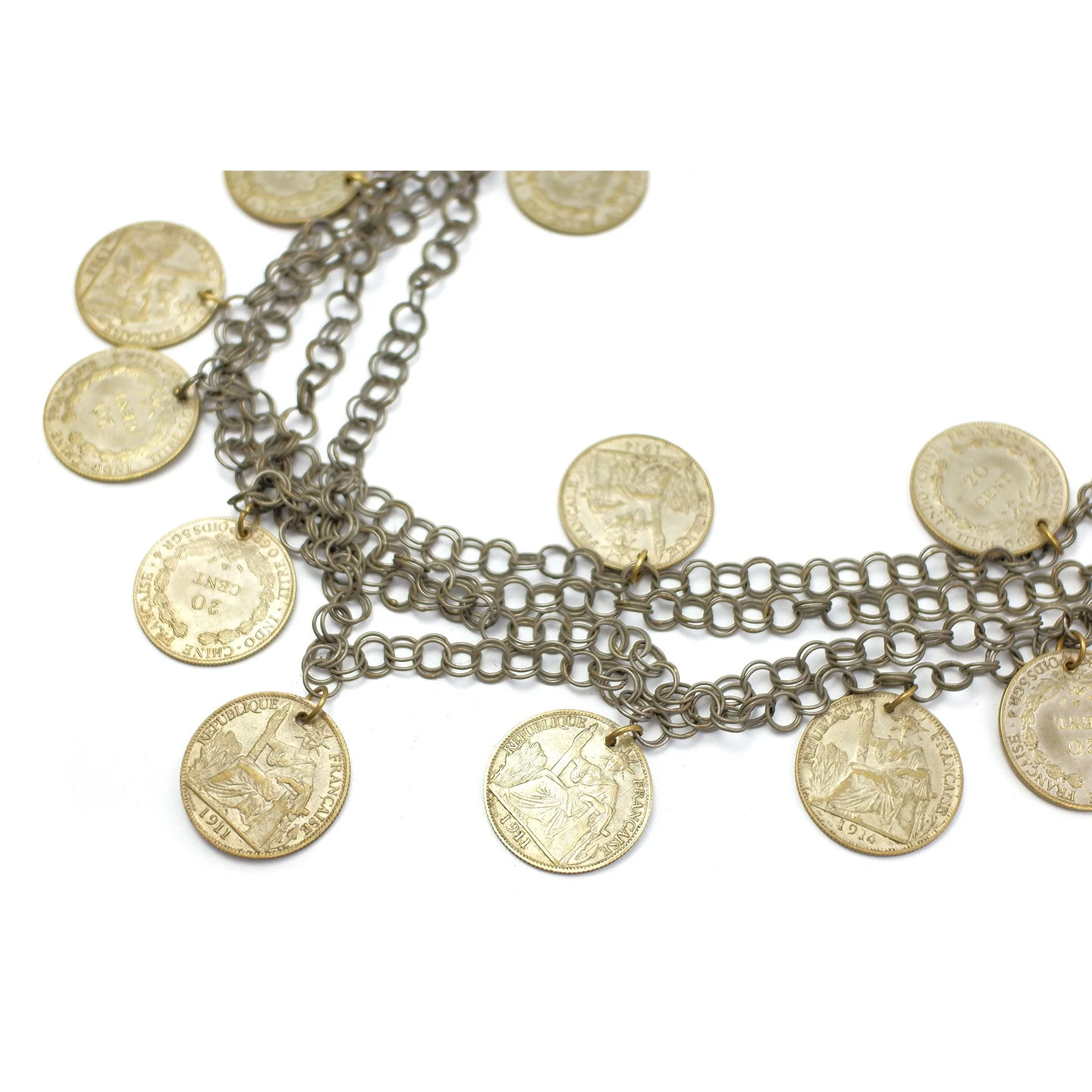 Vintage Hmong Torque, Chain & Coin Necklace - Image 2