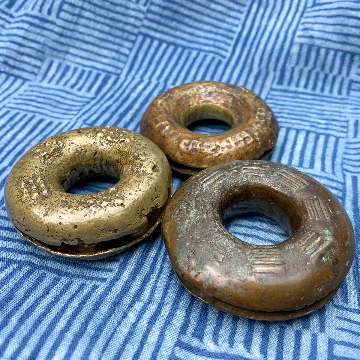 Vintage Hmong Shaman Brass & Bronze Meditation Thumb Bell Rings - Image 3