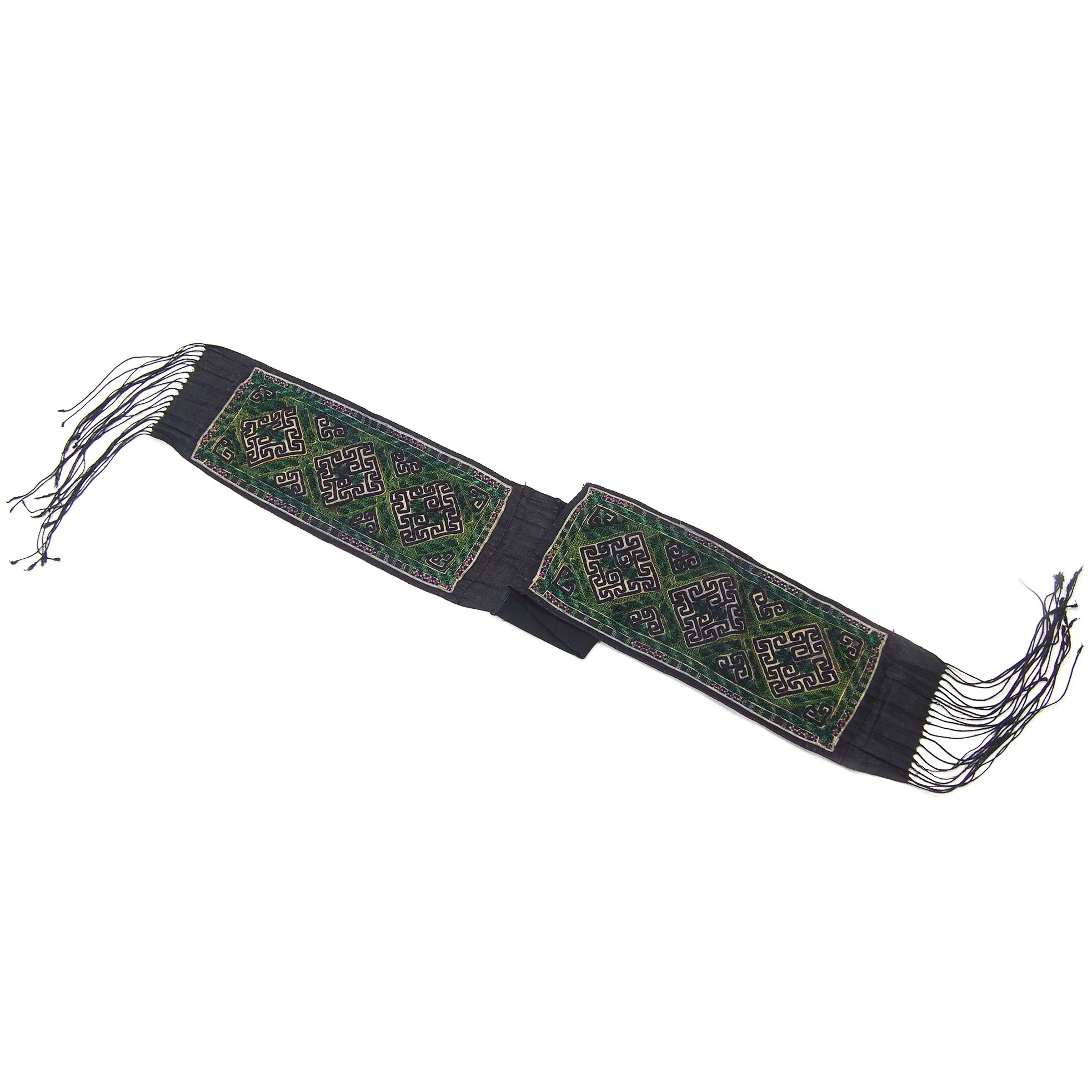 Vintage Hmong Cotton Hand-Embroidered Indigo Belt - Image 3