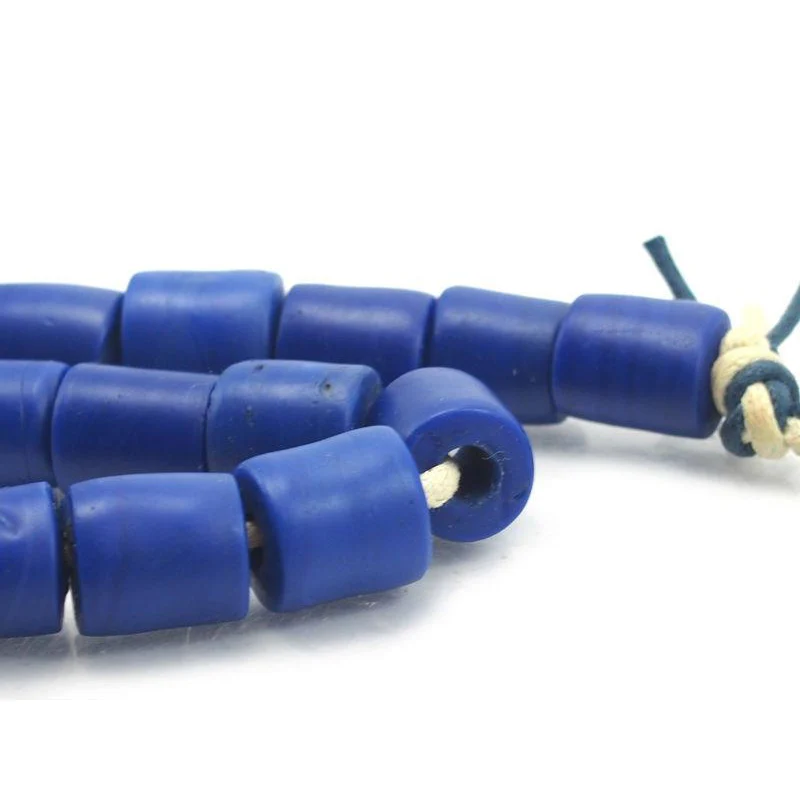 Vintage Naga Glass Beads Strand Necklace, Blue - Image 3