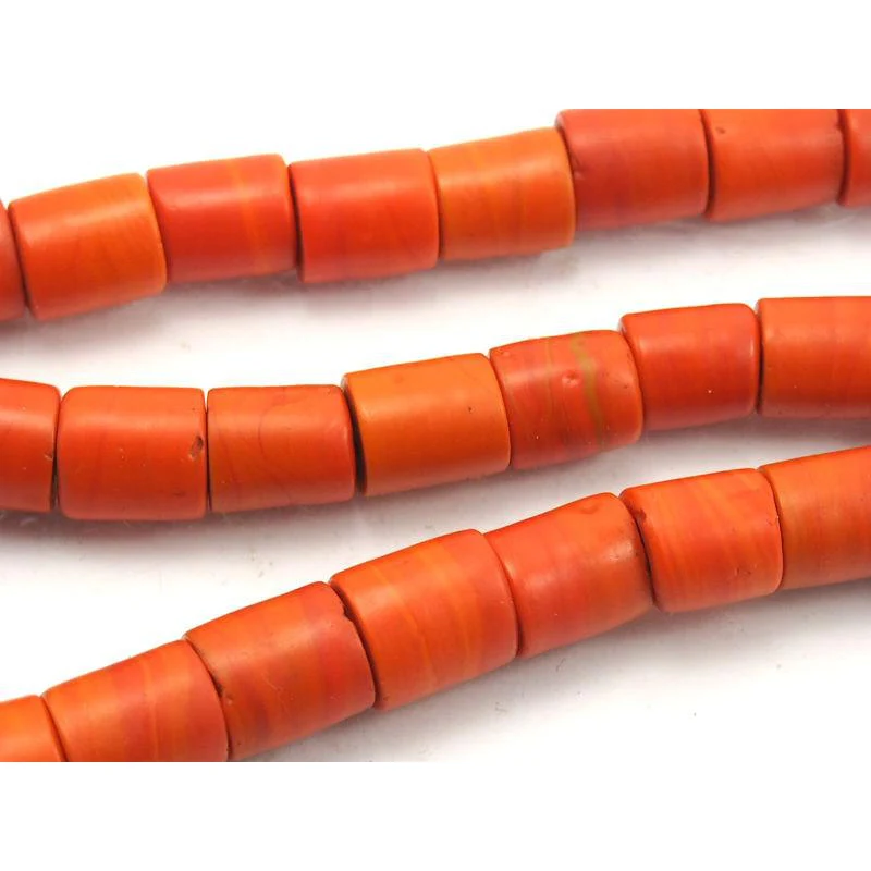 Vintage Naga Glass Beads Strand Necklace, Orange - Image 2