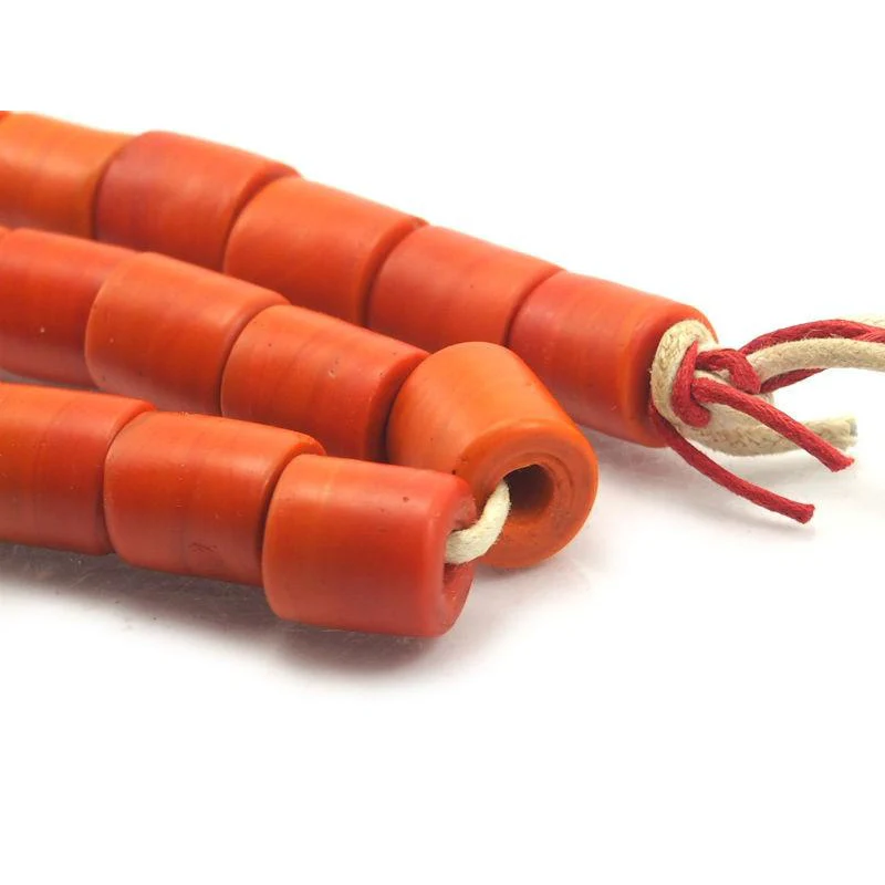 Vintage Naga Glass Beads Strand Necklace, Orange - Image 3