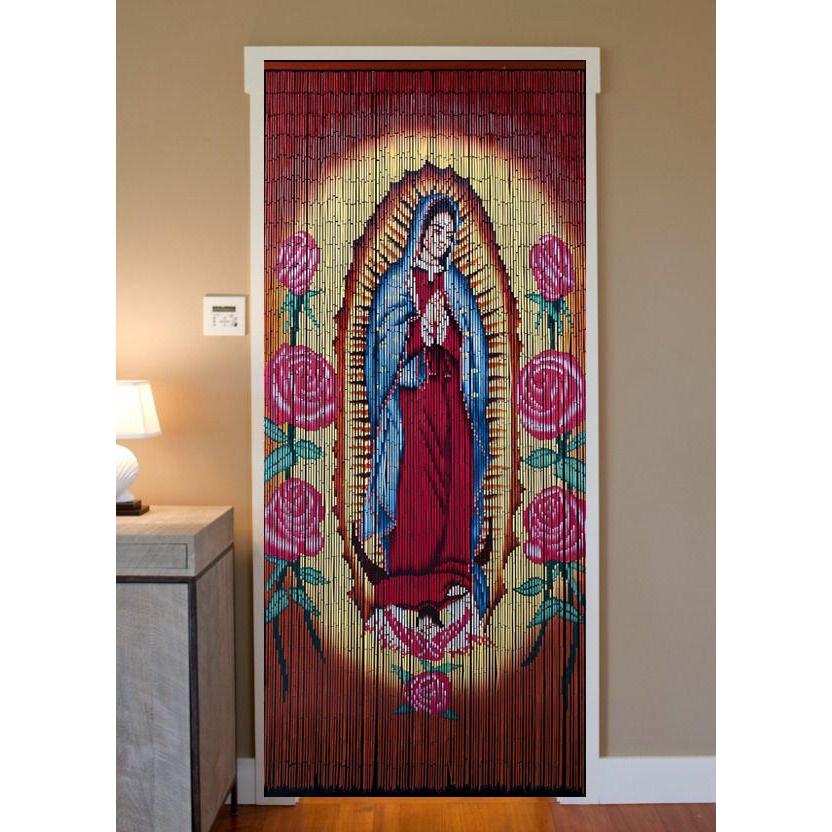 Bamboo Beaded Curtain Hand Painted - Virgin of Guadalupe - Image 2