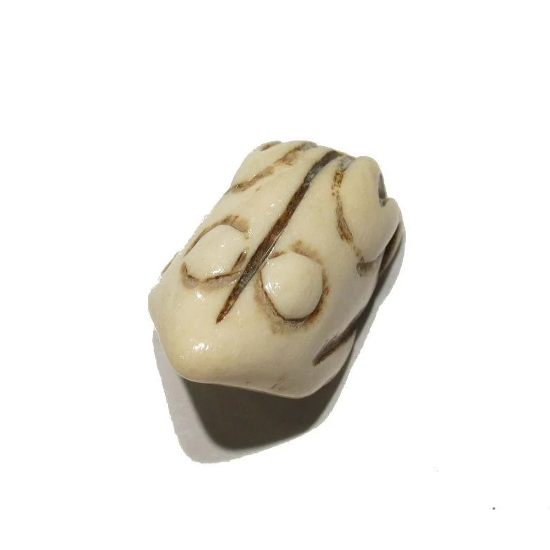 "Wealthy" Frog Hand Carved Cow Bone Bead - Image 2