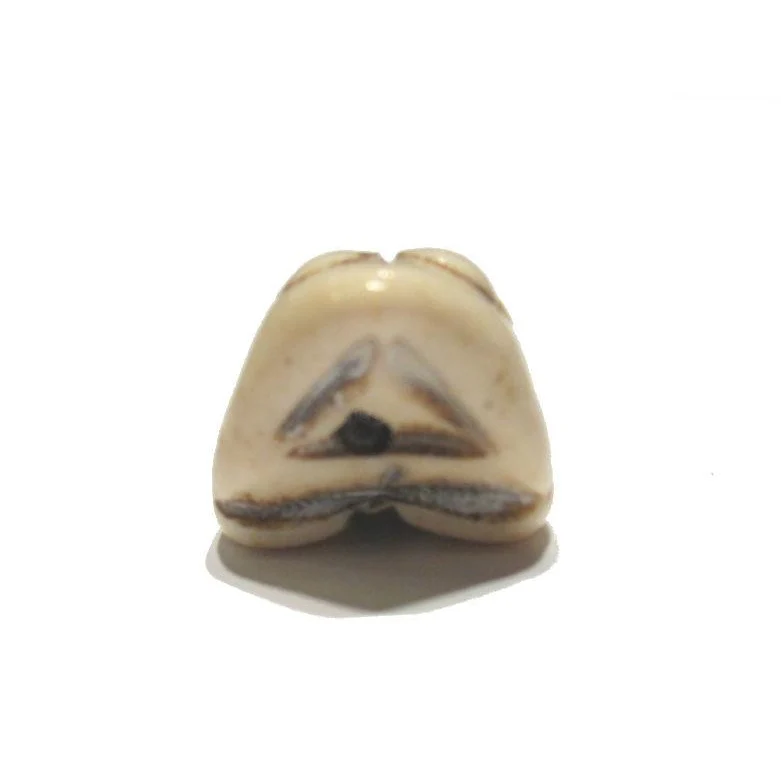 "Wealthy" Frog Hand Carved Cow Bone Bead - Image 3