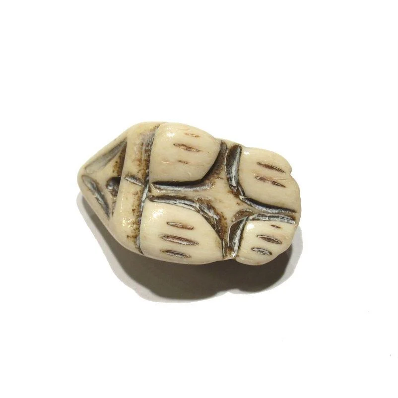 "Wealthy" Frog Hand Carved Cow Bone Bead - Image 4