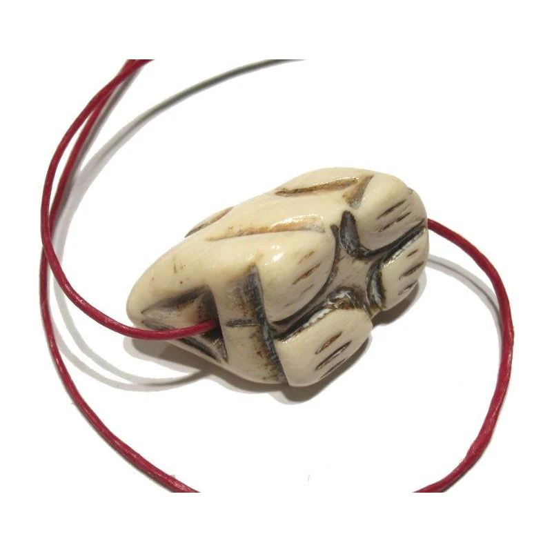 "Wealthy" Frog Hand Carved Cow Bone Bead - Image 5