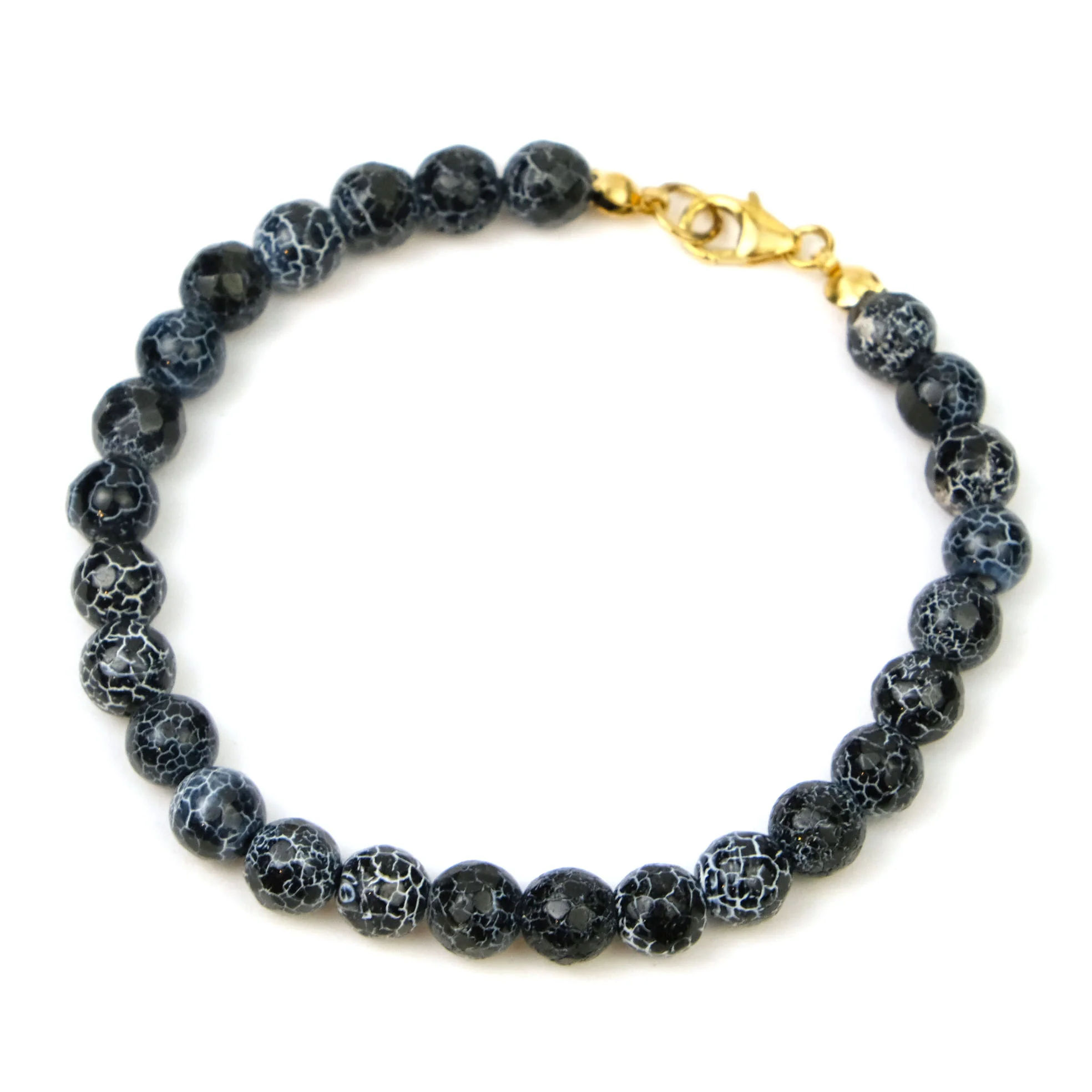 Weathered Agate 6mm Faceted Round Bracelet with Gold Filled Trigger Clasp - Image 3