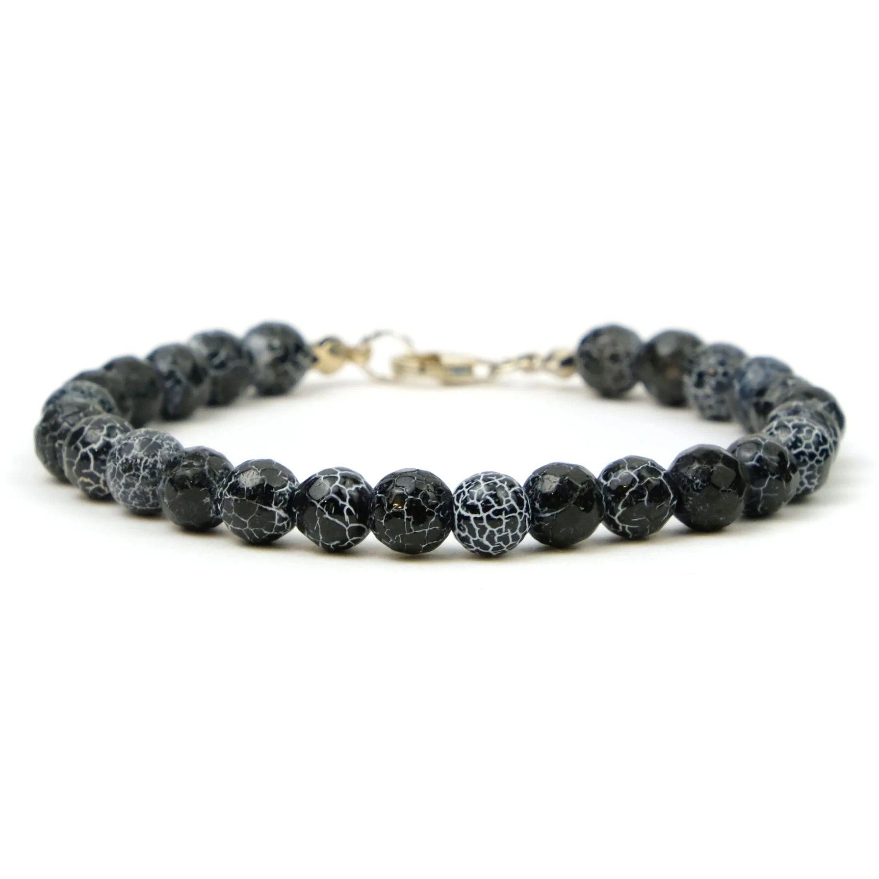 Weathered Agate 6mm Faceted Round Bracelet with Sterling Silver Trigger Clasp - Image 2