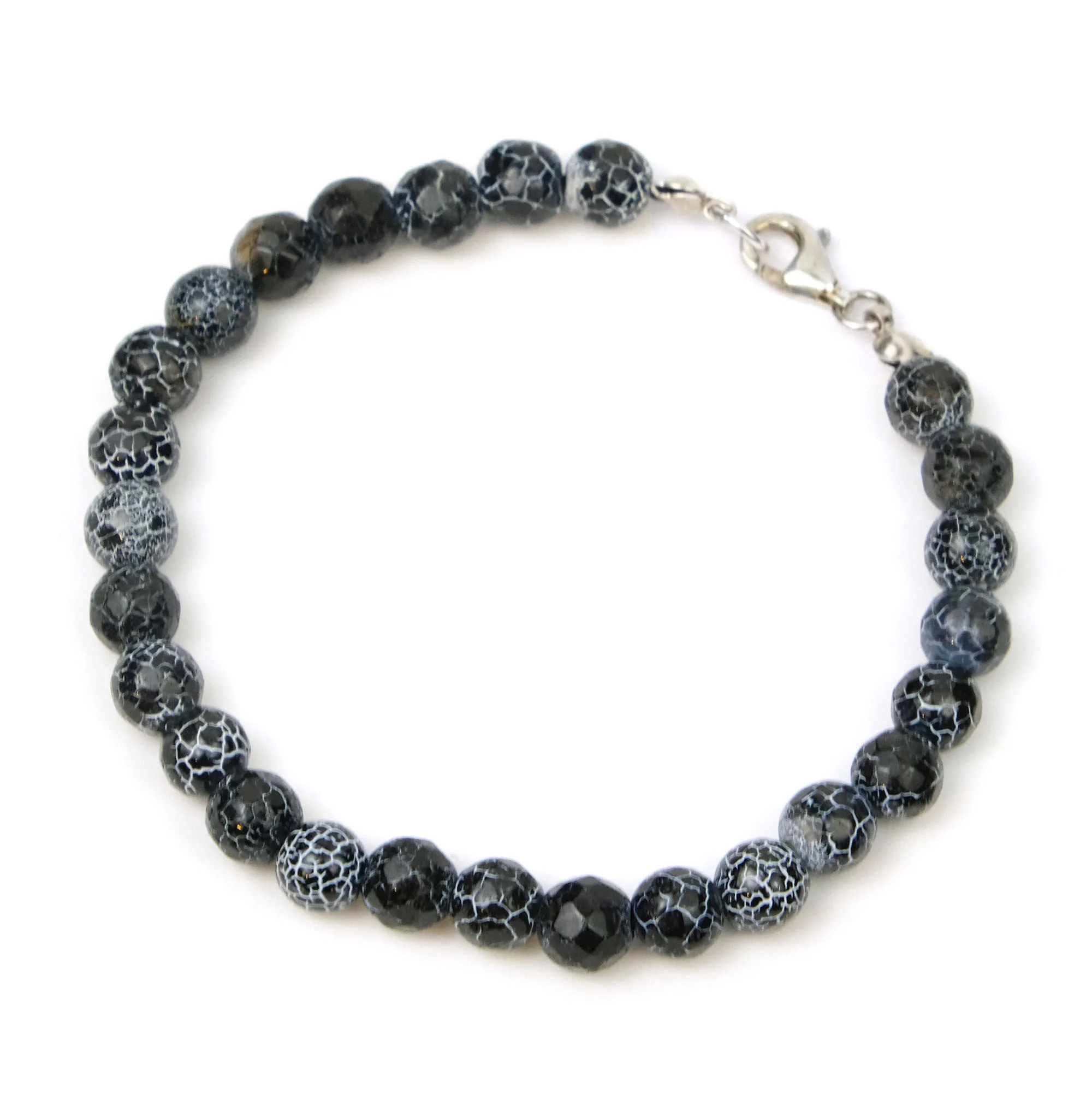 Weathered Agate 6mm Faceted Round Bracelet with Sterling Silver Trigger Clasp - Image 3