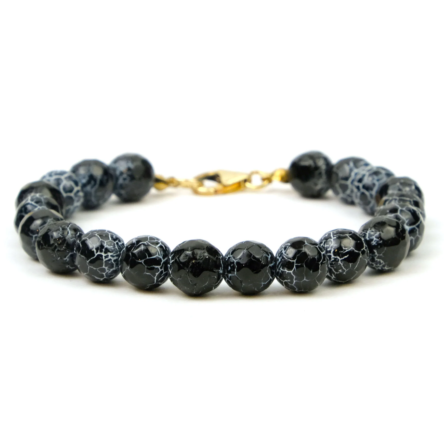 Weathered Agate 8mm Faceted Round Bracelet with Gold Filled Trigger Clasp - Image 2
