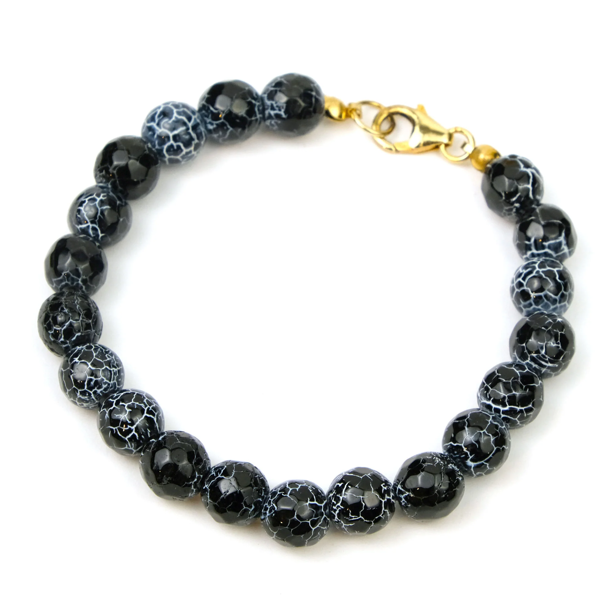 Weathered Agate 8mm Faceted Round Bracelet with Gold Filled Trigger Clasp - Image 3