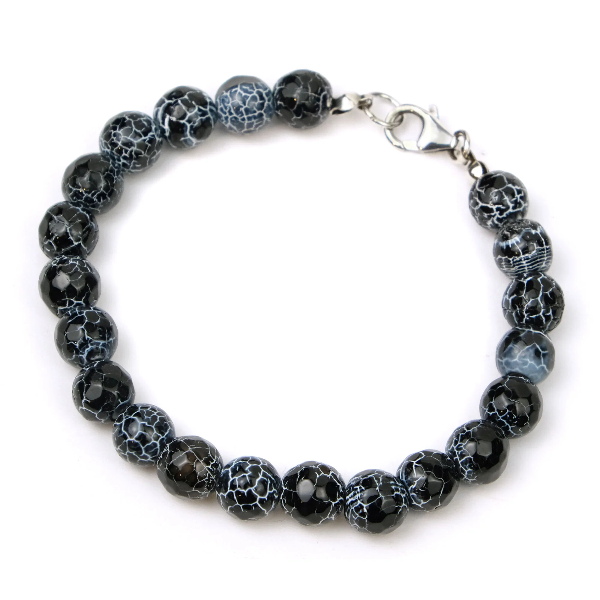 Weathered Agate 8mm Faceted Round Bracelet with Sterling Silver Trigger Clasp - Image 3