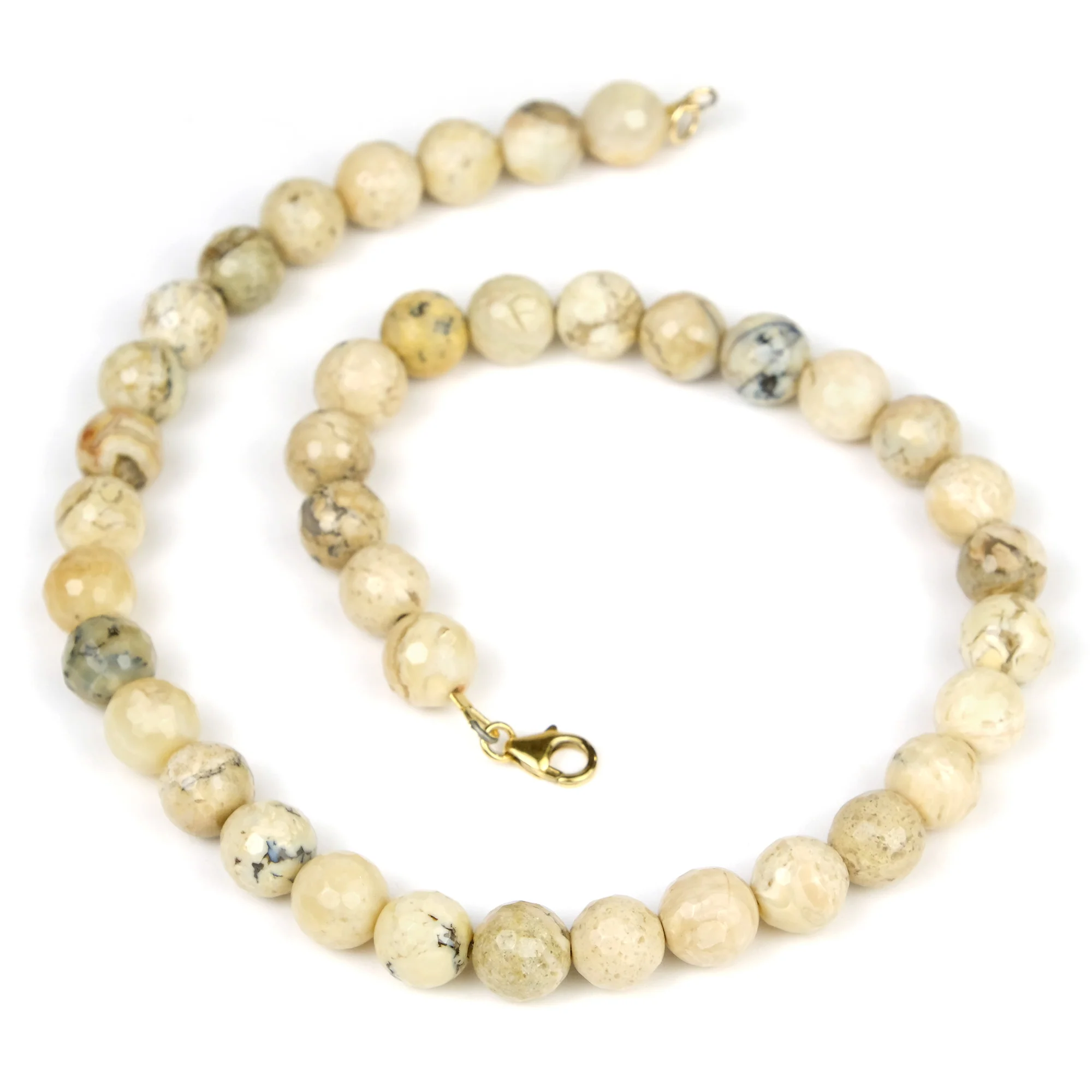 White African Opal 10mm Faceted Round Necklace with Gold Filled Trigger Clasp - Image 2
