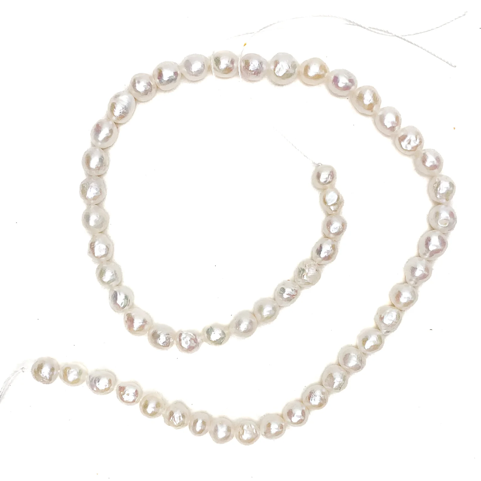 White Baroque Freshwater Pearl Bead Strand - Image 2
