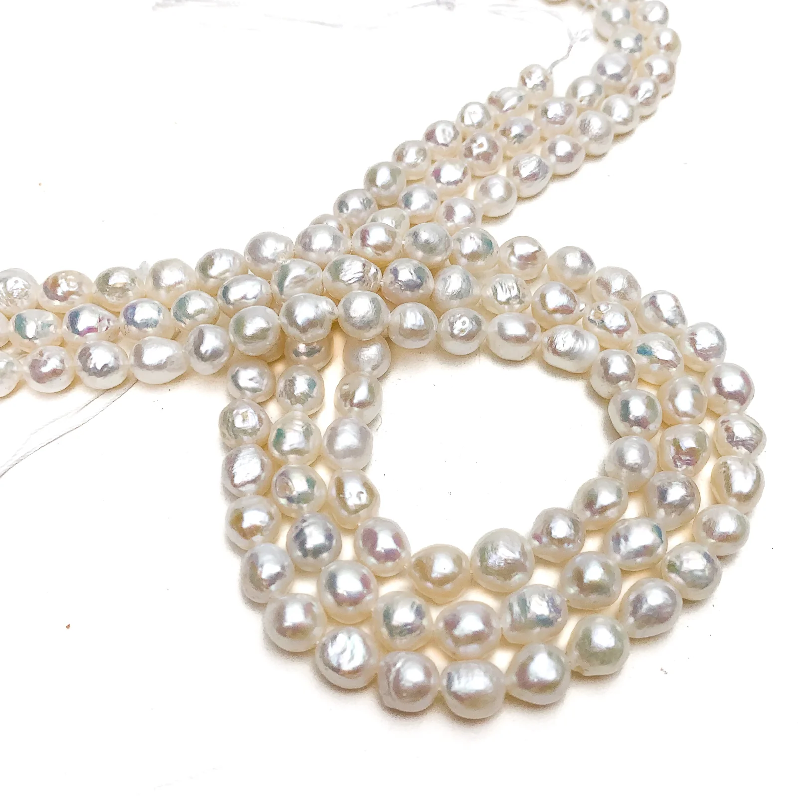 White Baroque Freshwater Pearl Bead Strand - Image 3