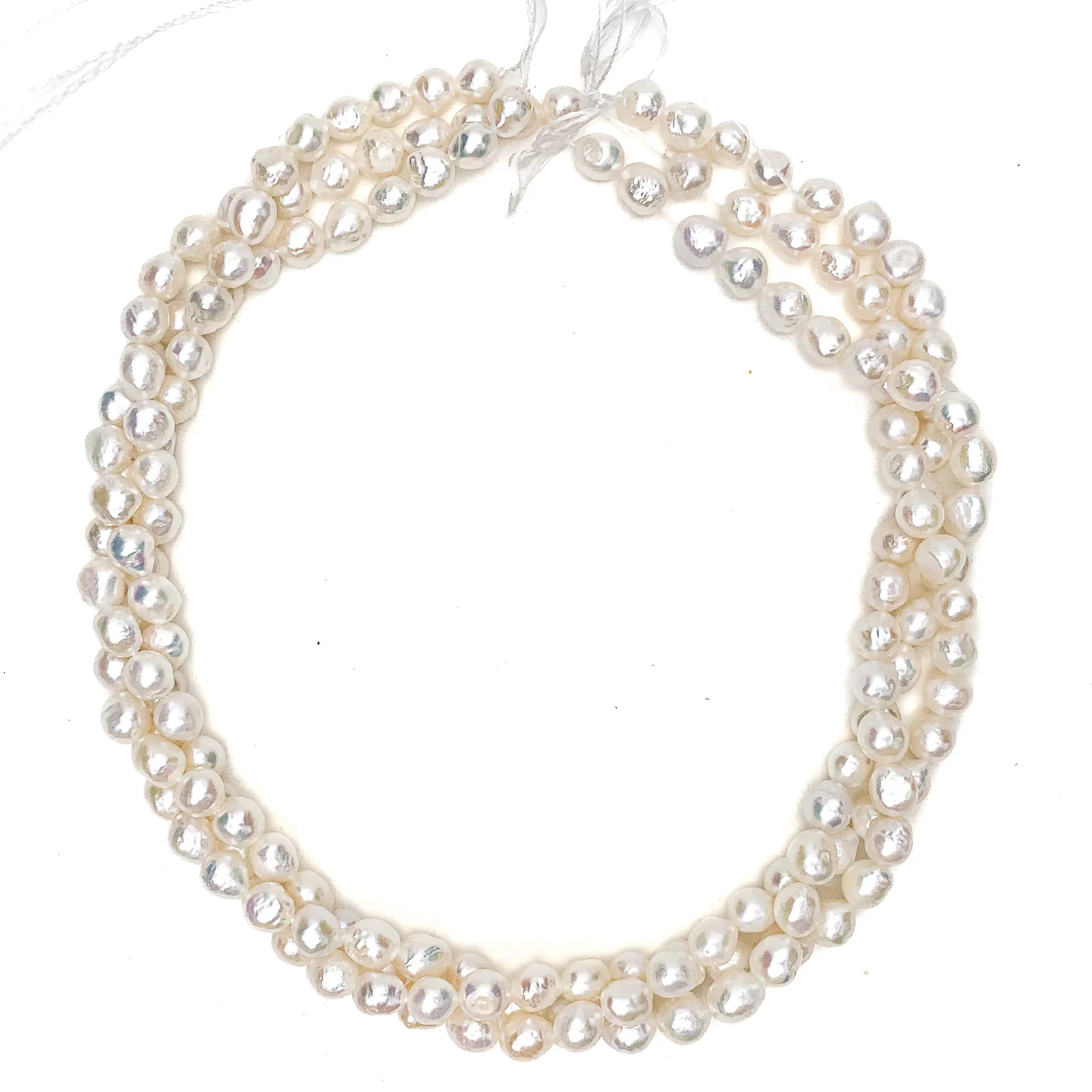 White Baroque Freshwater Pearl Bead Strand - Image 4