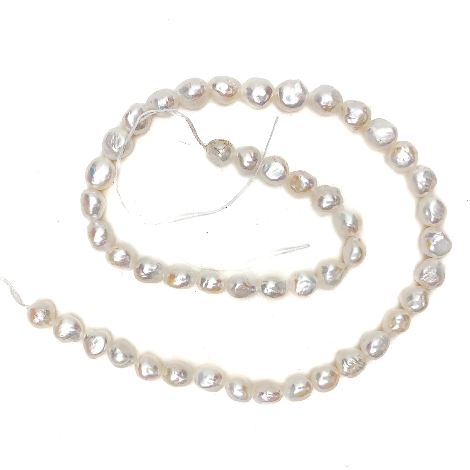 White Baroque Freshwater Pearl Bead Strand - Image 2