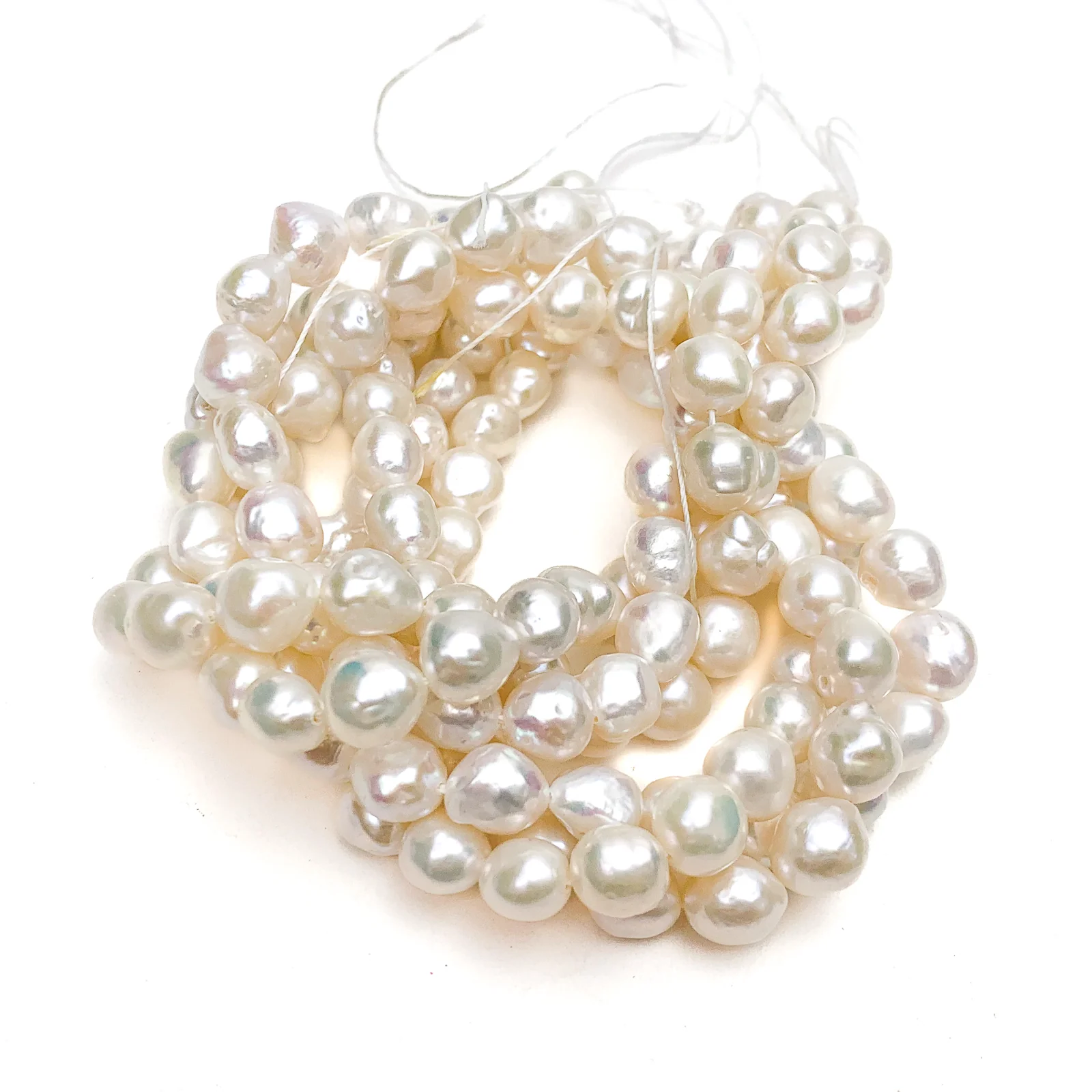 White Baroque Freshwater Pearl Bead Strand - Image 3