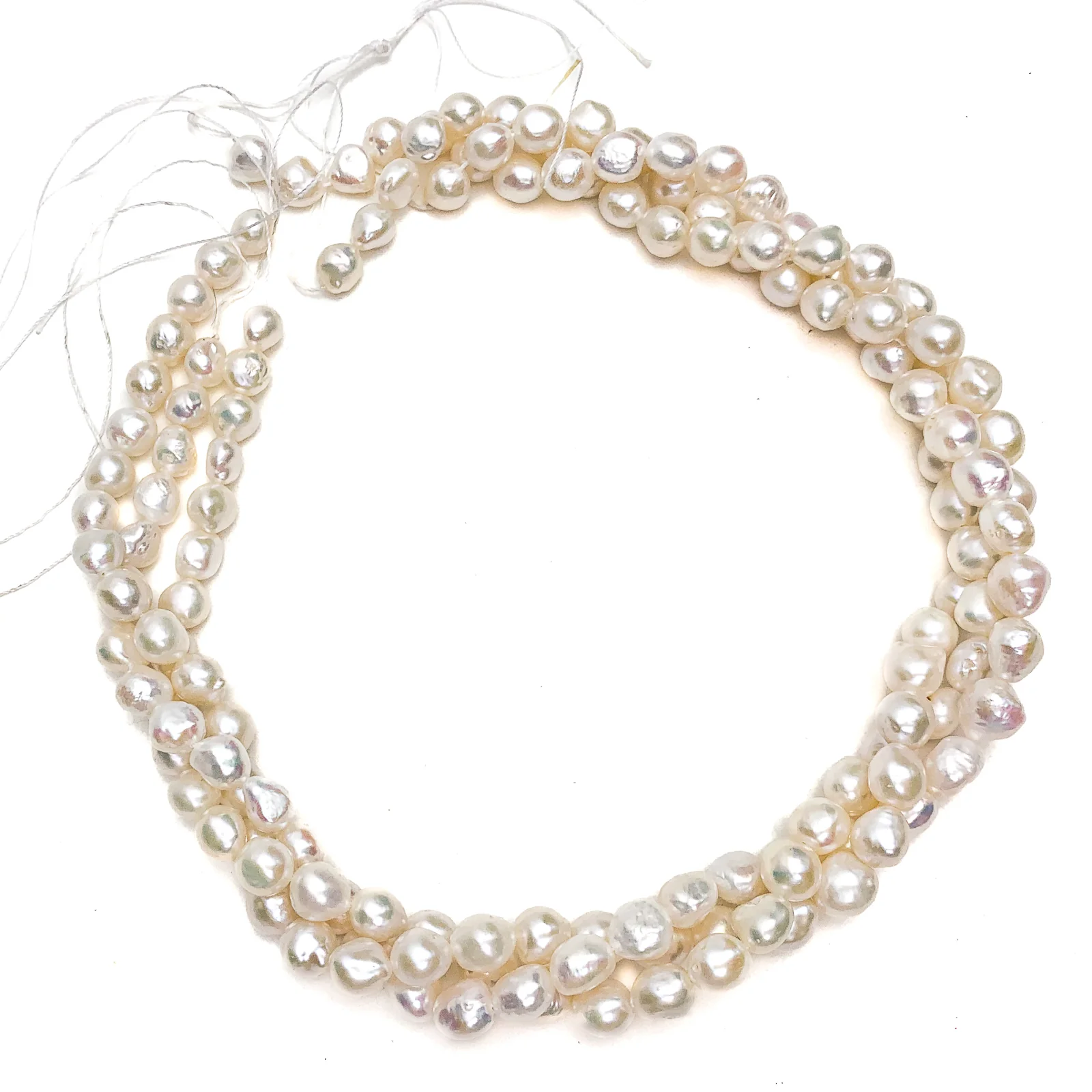 White Baroque Freshwater Pearl Bead Strand - Image 4