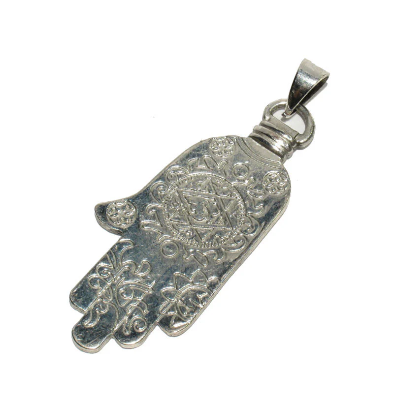 White Brass Hamsa Pendant - Image 2