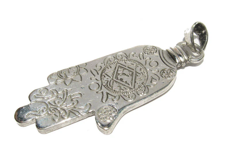 White Brass Hamsa Pendant - Image 3