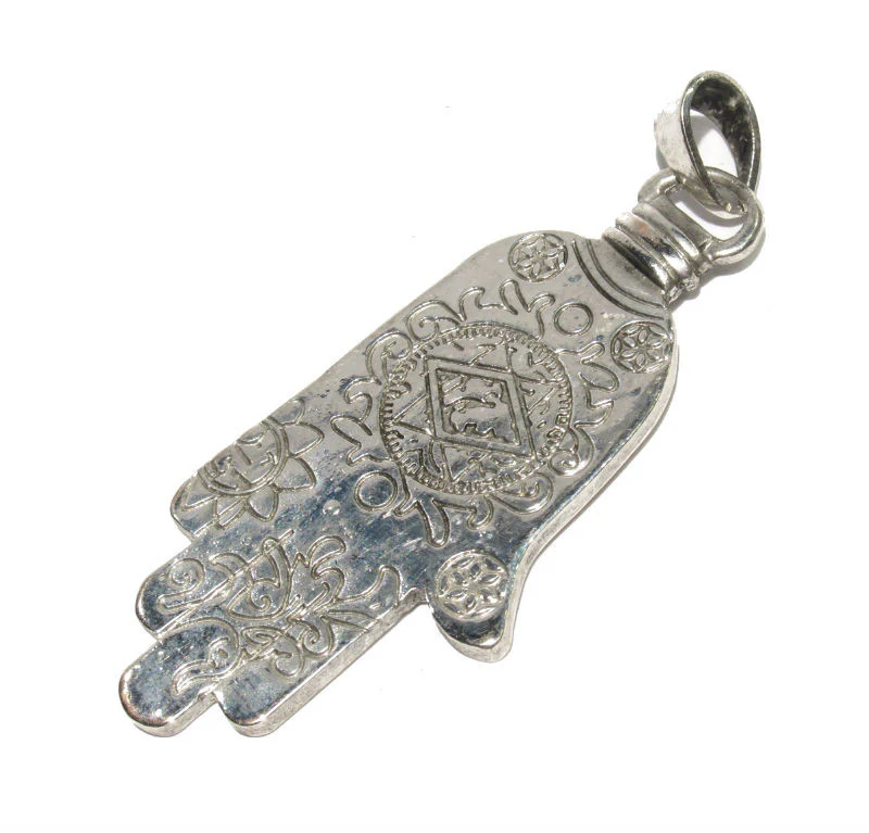 White Brass Hamsa Pendant - Image 4