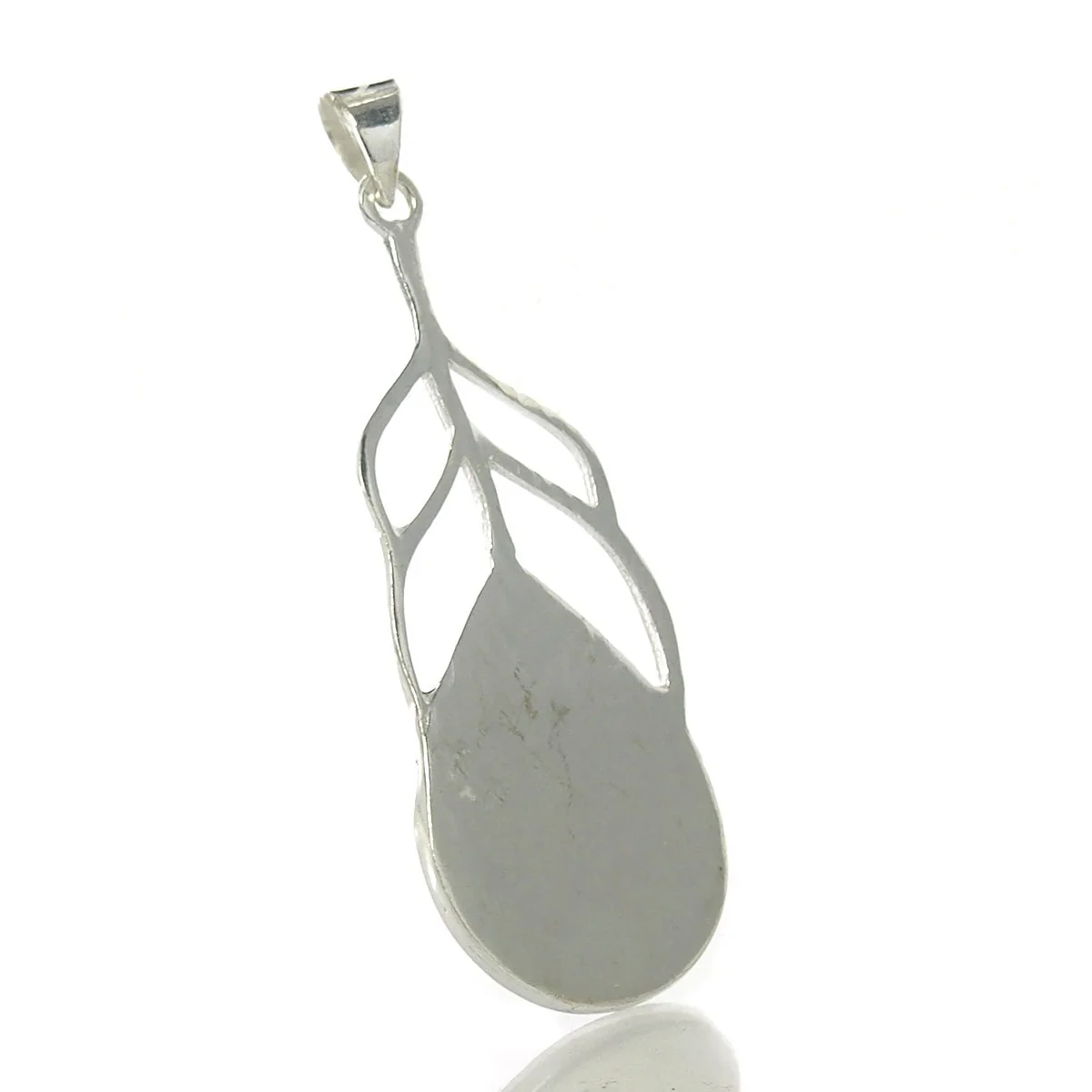 White Brass Peacock Feather Pendant - Image 2