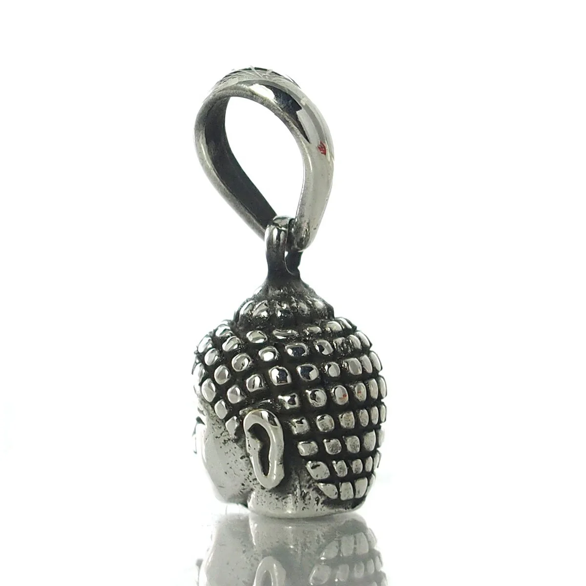 White Brass Pendant, Buddha Head - Image 2