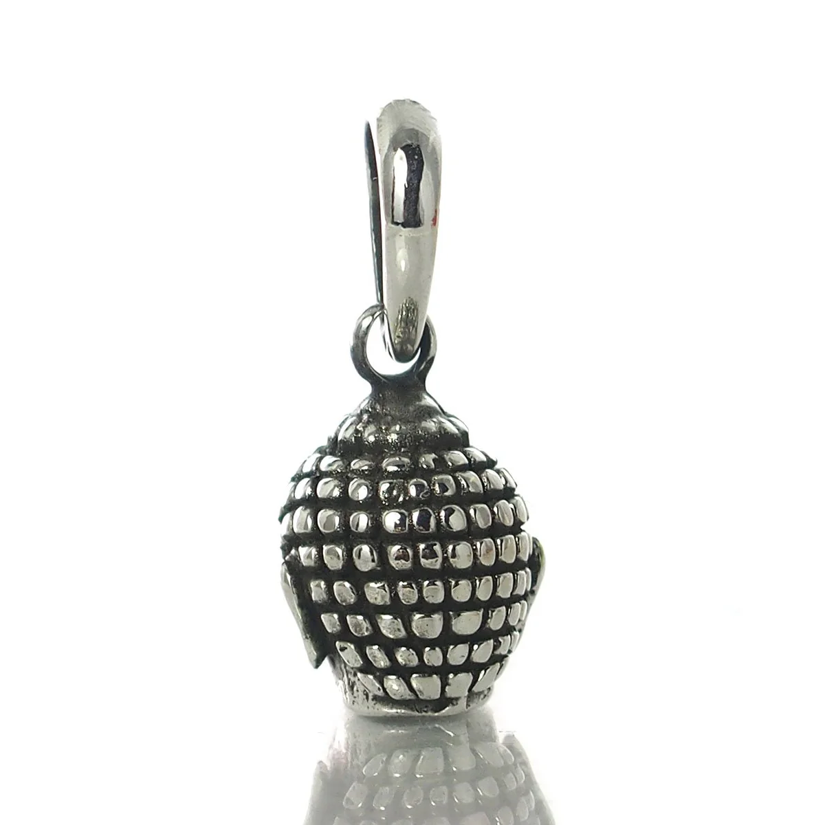 White Brass Pendant, Buddha Head - Image 3