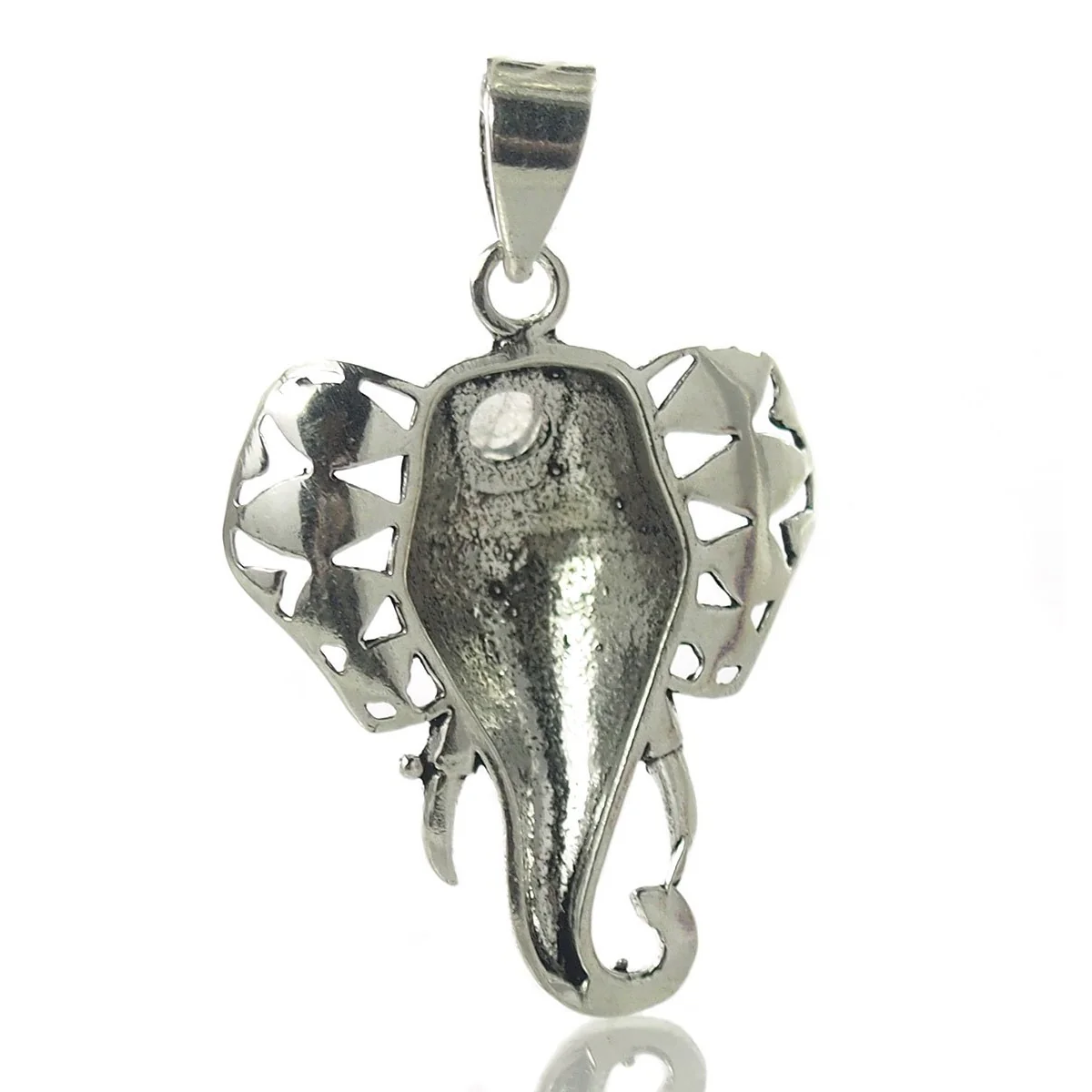 White Brass Elephant Head Pendant - Image 2