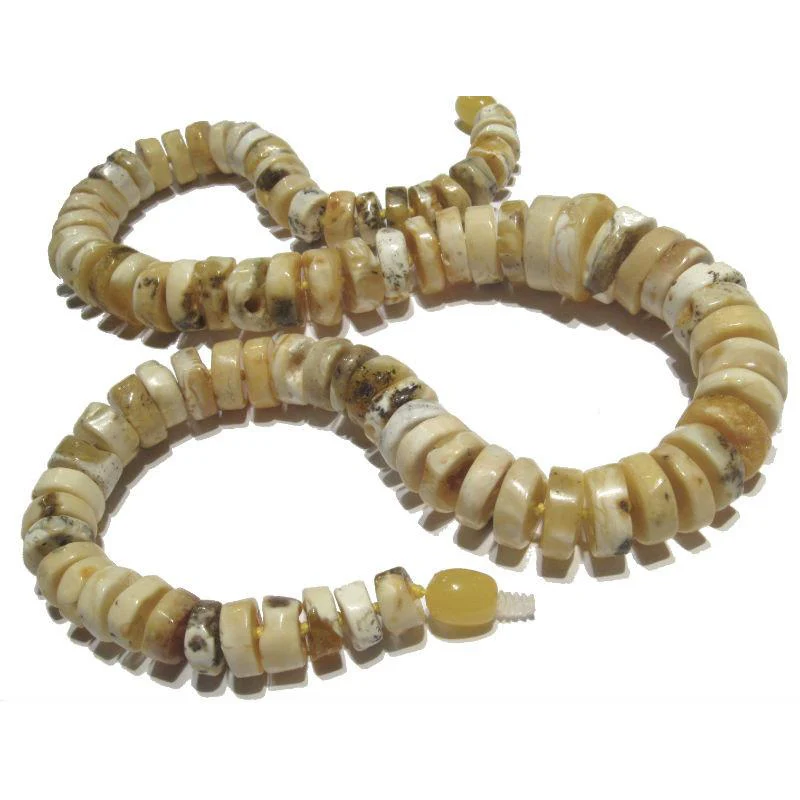 White "Butter" Wheel Amber Necklace/Strand - Image 2