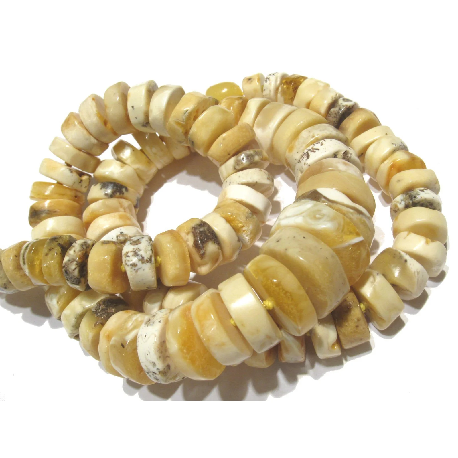 White "Butter" Wheel Amber Necklace/Strand - Image 4