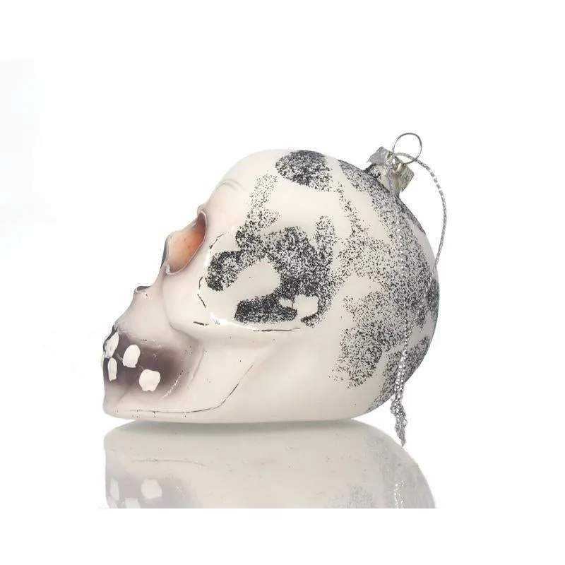 White Glass Skull Ornament - Image 3