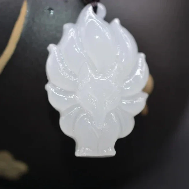 White Jade Pendant Necklace Jade Stone Nine-Tailed Fox Necklace - Image 2