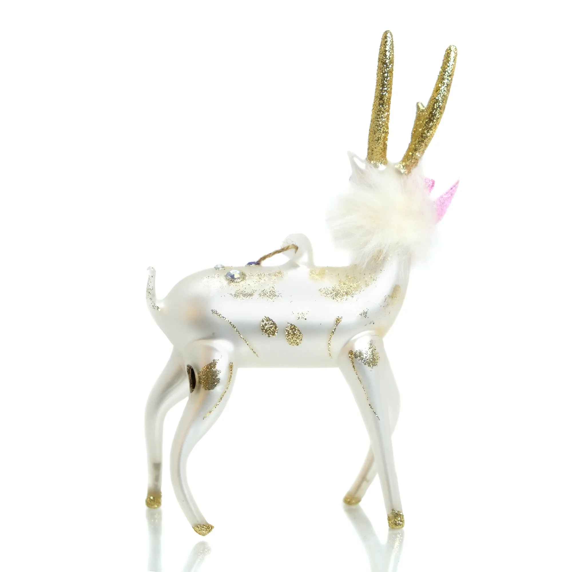 White Jeweled Stag Ornament 50% OFF SALE - Image 2